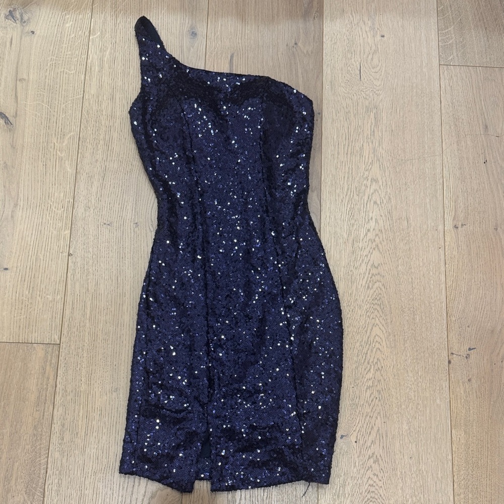 Honey and Rosie Midnight Sequin One-Shoulder Dress